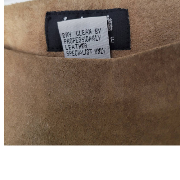 Vintage For Joseph Tan Suede Leather Lined Mid Rise Top Stitching Pants Size 27 - Picture 5 of 6